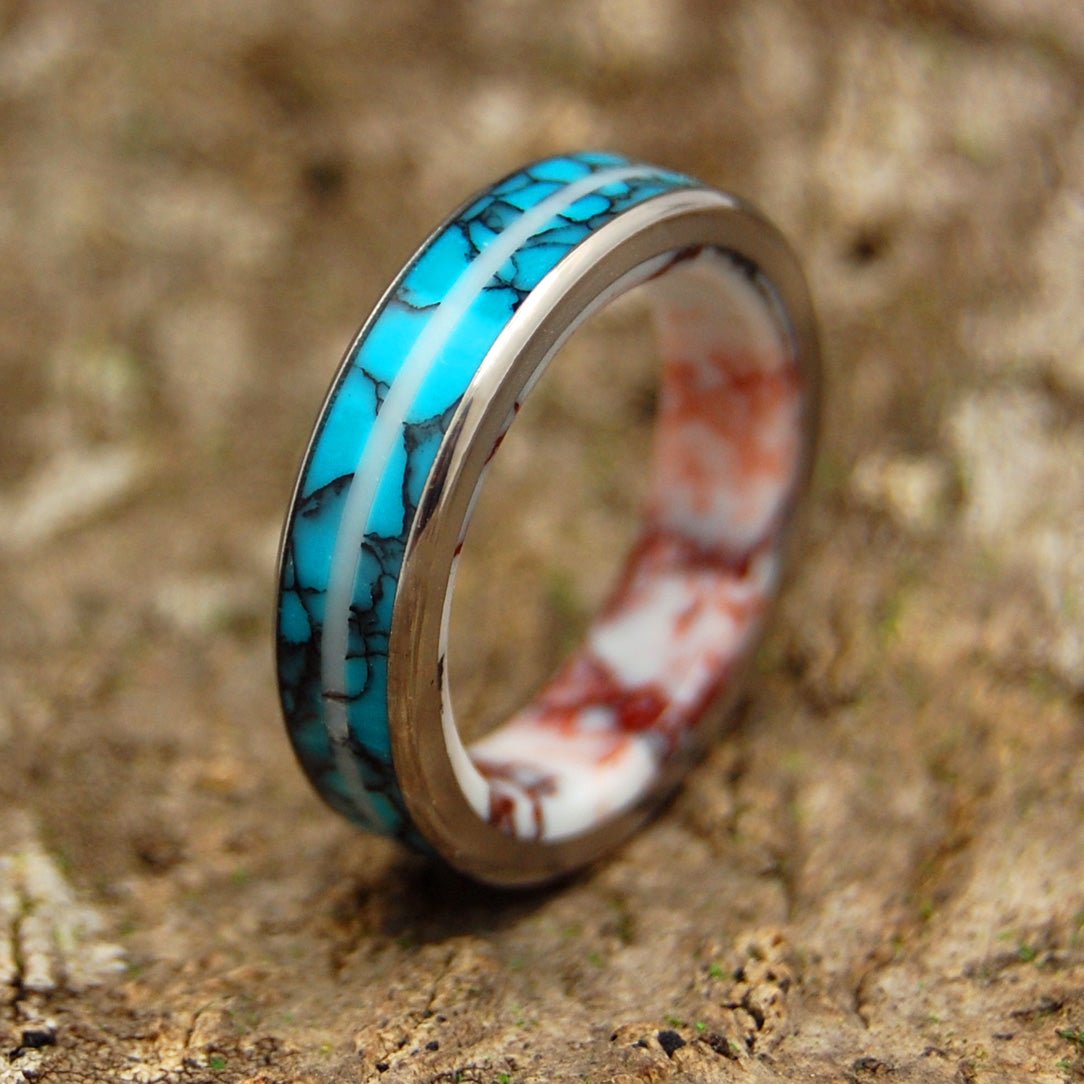 Turquoise Stallion | Men's Turquoise, Wild Horse Jasper & Titanium Wedding Ring - Minter and Richter Designs
