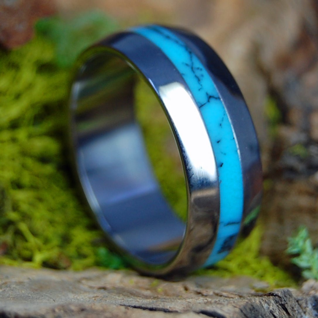 TURQUOISE VALLEY | Men's Turquoise & Titanium Wedding Ring - Minter and Richter Designs