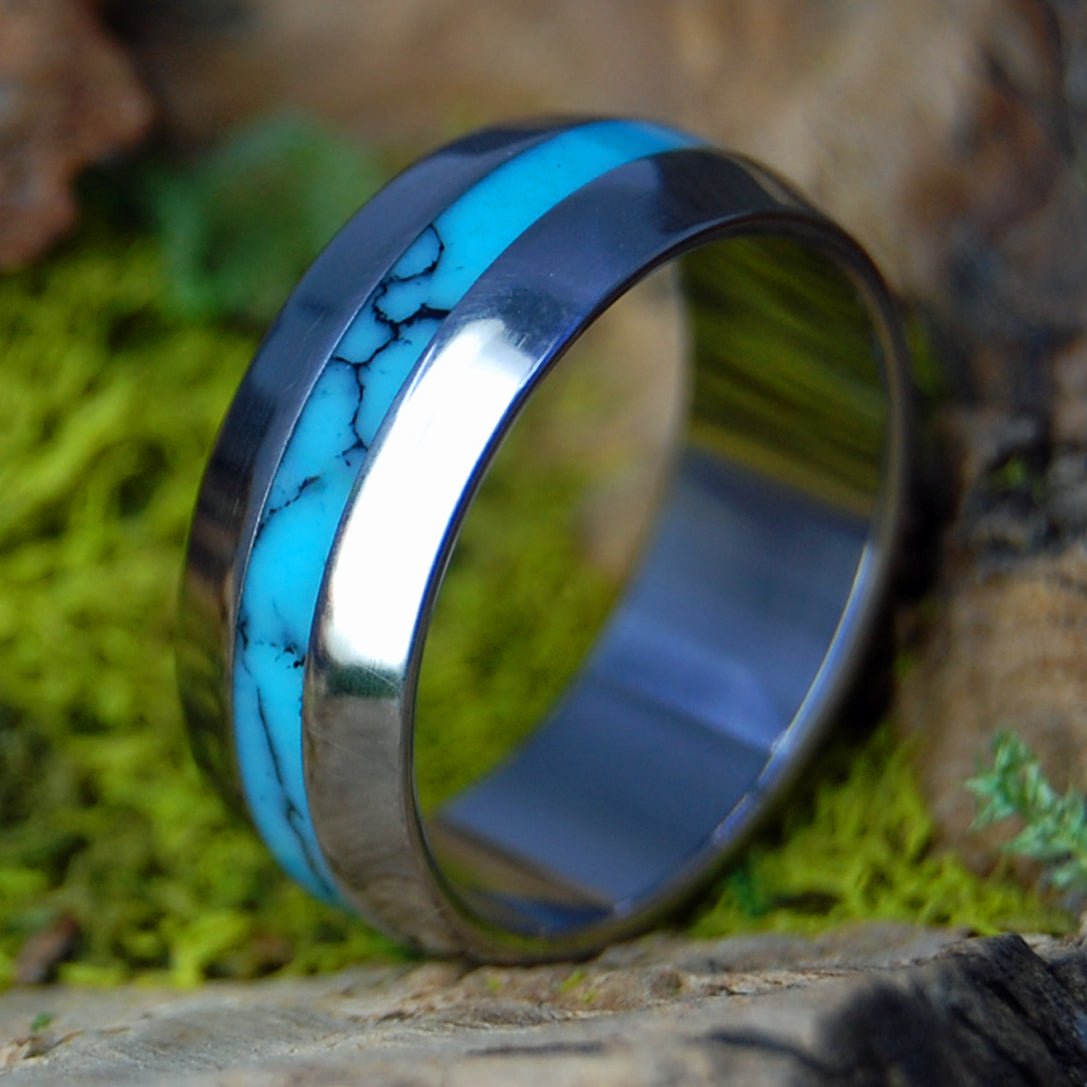 TURQUOISE VALLEY | Men's Turquoise & Titanium Wedding Ring - Minter and Richter Designs