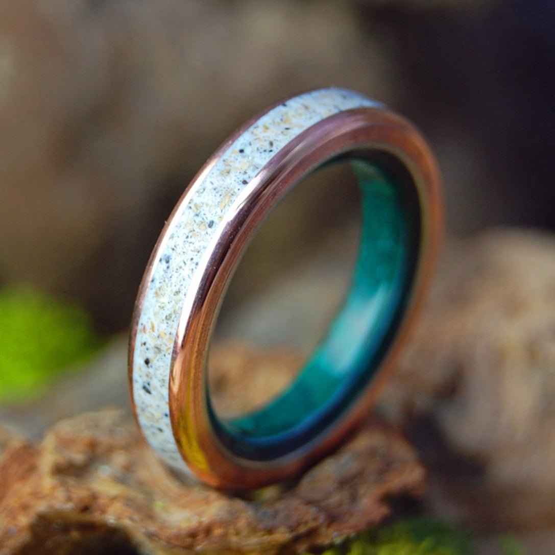 Tybee Island Georgia | Jade, Beach Sand, Copper & Titanium Wedding Ring - Minter and Richter Designs