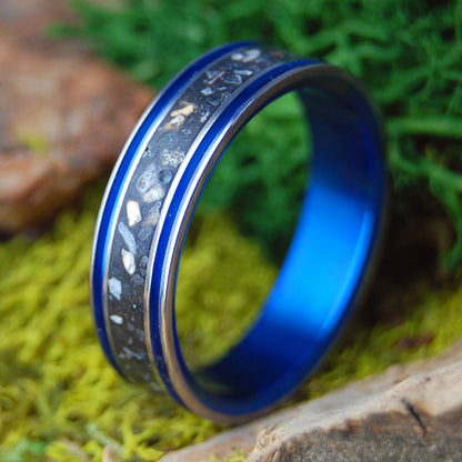 UP TOP & DOWN UNDER BLACK | Men's Australian Sand, Icelandic Sand & Titanium Wedding Ring