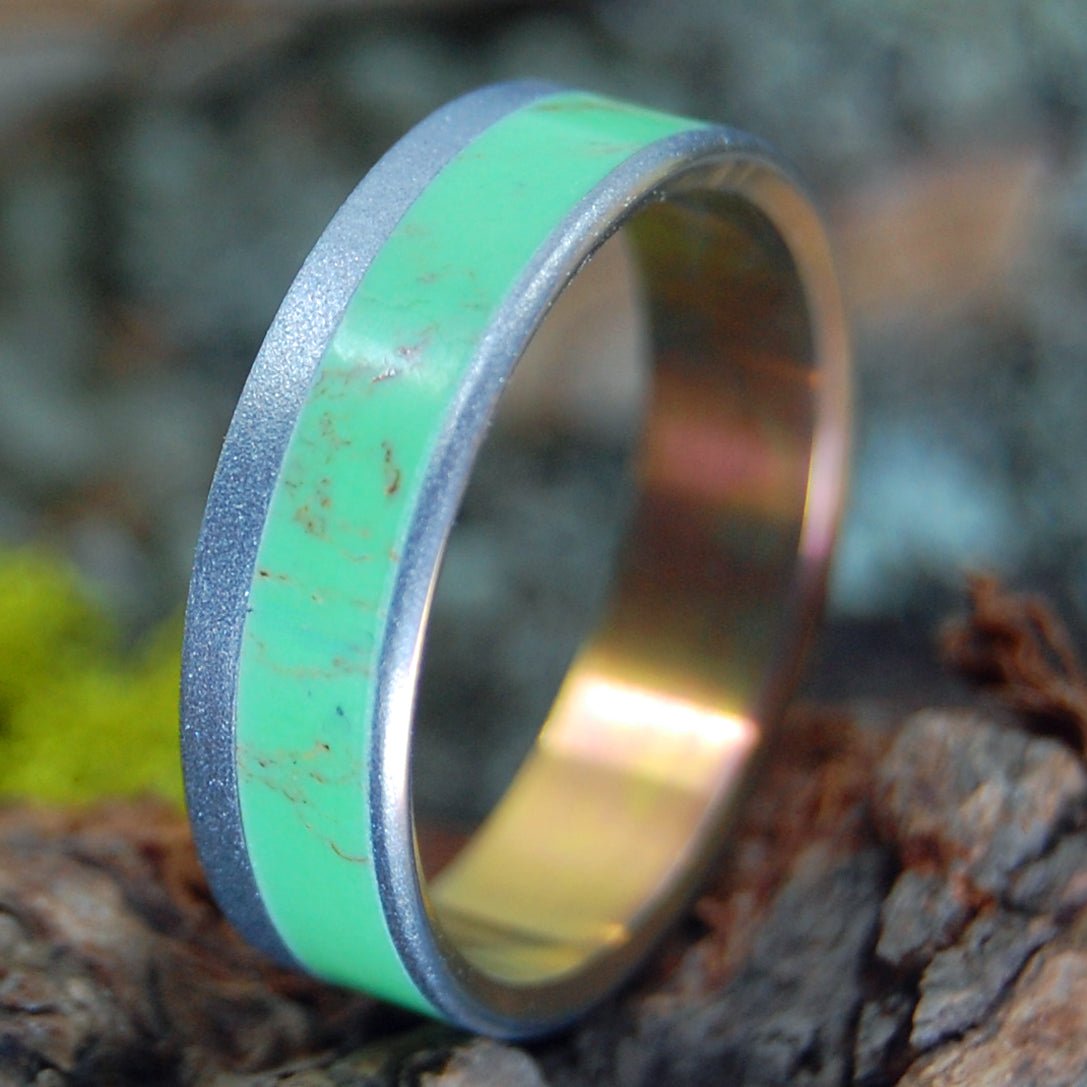 Valley Sunset | Men's / Women's Gaspeite Stone & Titanium Wedding Ring - Minter and Richter Designs