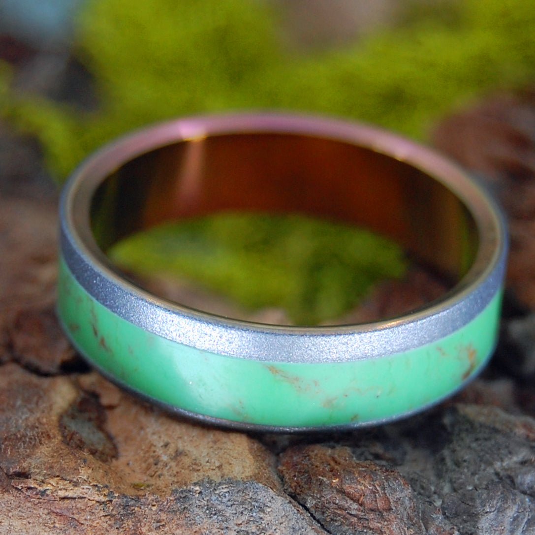 Valley Sunset | Men's / Women's Gaspeite Stone & Titanium Wedding Ring - Minter and Richter Designs