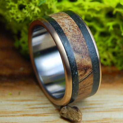 VERMONT BRONZE | Vermont Granite, Vermont Spalted Maple Wood & Bronze - Titanium Wedding Ring - Minter and Richter Designs