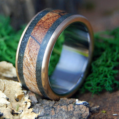 VERMONT BRONZE | Vermont Granite, Vermont Spalted Maple Wood & Bronze - Titanium Wedding Ring - Minter and Richter Designs