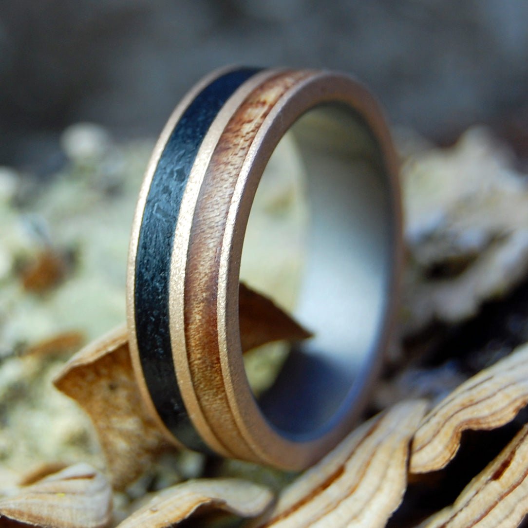 Vermont Slate & Sugar Maple | Men's Maple Wood, Vermont Slate, Titanium & Bronze Wedding Ring - Minter and Richter Designs