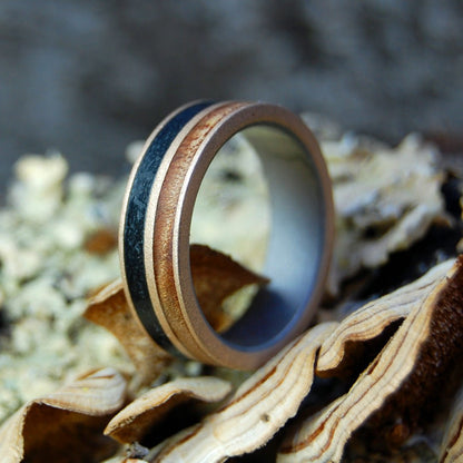 Vermont Slate & Sugar Maple | Men's Maple Wood, Vermont Slate, Titanium & Bronze Wedding Ring - Minter and Richter Designs