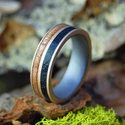 Vermont Slate & Sugar Maple | Men's Maple Wood, Vermont Slate, Titanium & Bronze Wedding Ring - Minter and Richter Designs