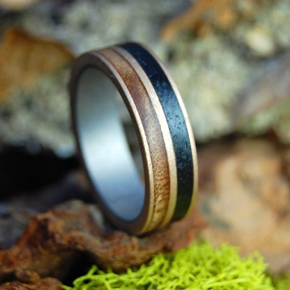 Vermont Slate & Sugar Maple | Men's Maple Wood, Vermont Slate, Titanium & Bronze Wedding Ring - Minter and Richter Designs