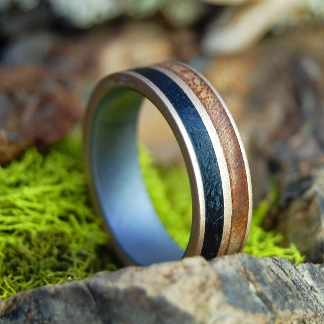 Vermont Slate & Sugar Maple | Men's Maple Wood, Vermont Slate, Titanium & Bronze Wedding Ring - Minter and Richter Designs