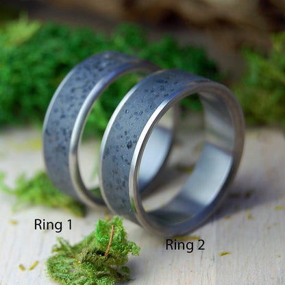 Volcanic Ash And Lava Wider | Icelandic Volcanic Beach Sand And Lava - Unique Wedding Rings - Minter and Richter Designs
