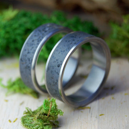 Volcanic Ash And Lava Wider | Icelandic Volcanic Beach Sand And Lava - Unique Wedding Rings - Minter and Richter Designs