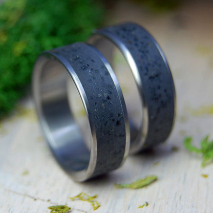 Volcanic Ash And Lava Wider | Icelandic Volcanic Beach Sand And Lava - Unique Wedding Rings - Minter and Richter Designs