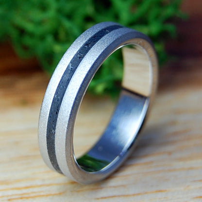 VOLCANIC BLAST | Men's Icelandic Lava & Inox Wedding Ring - Minter and Richter Designs