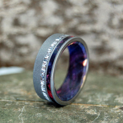 Vow | Men's Purple Box Elder, Moose Antler & Titanium Wedding Ring - Minter and Richter Designs