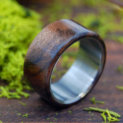 Walnut Overlay | Men's Walnut Wood & Titanium Wedding Ring - Minter and Richter Designs