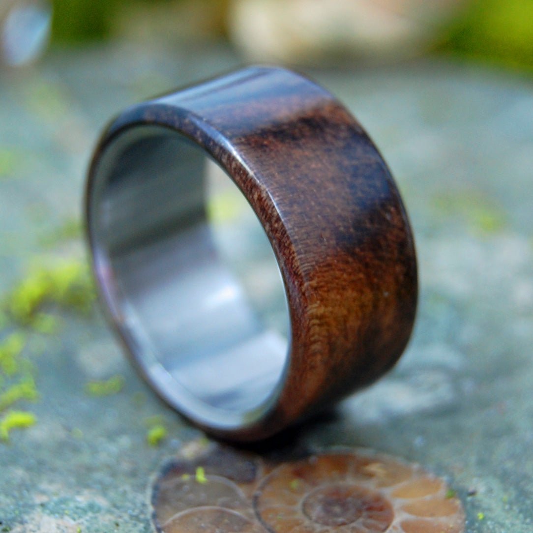 Walnut Overlay | Men's Walnut Wood & Titanium Wedding Ring - Minter and Richter Designs