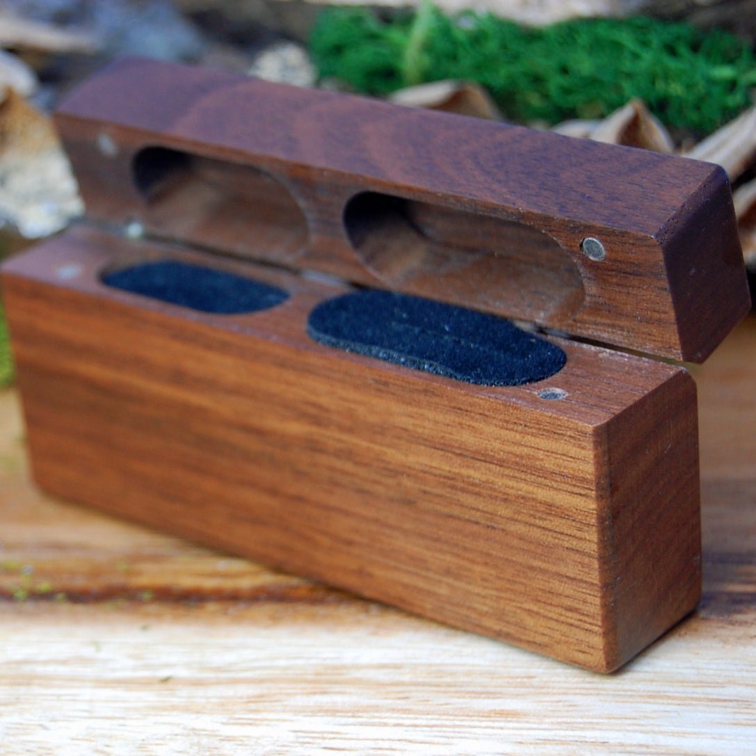 WALNUT RING BOX | Wedding Ring Box For 2 - Vertical Box Style - Minter and Richter Designs