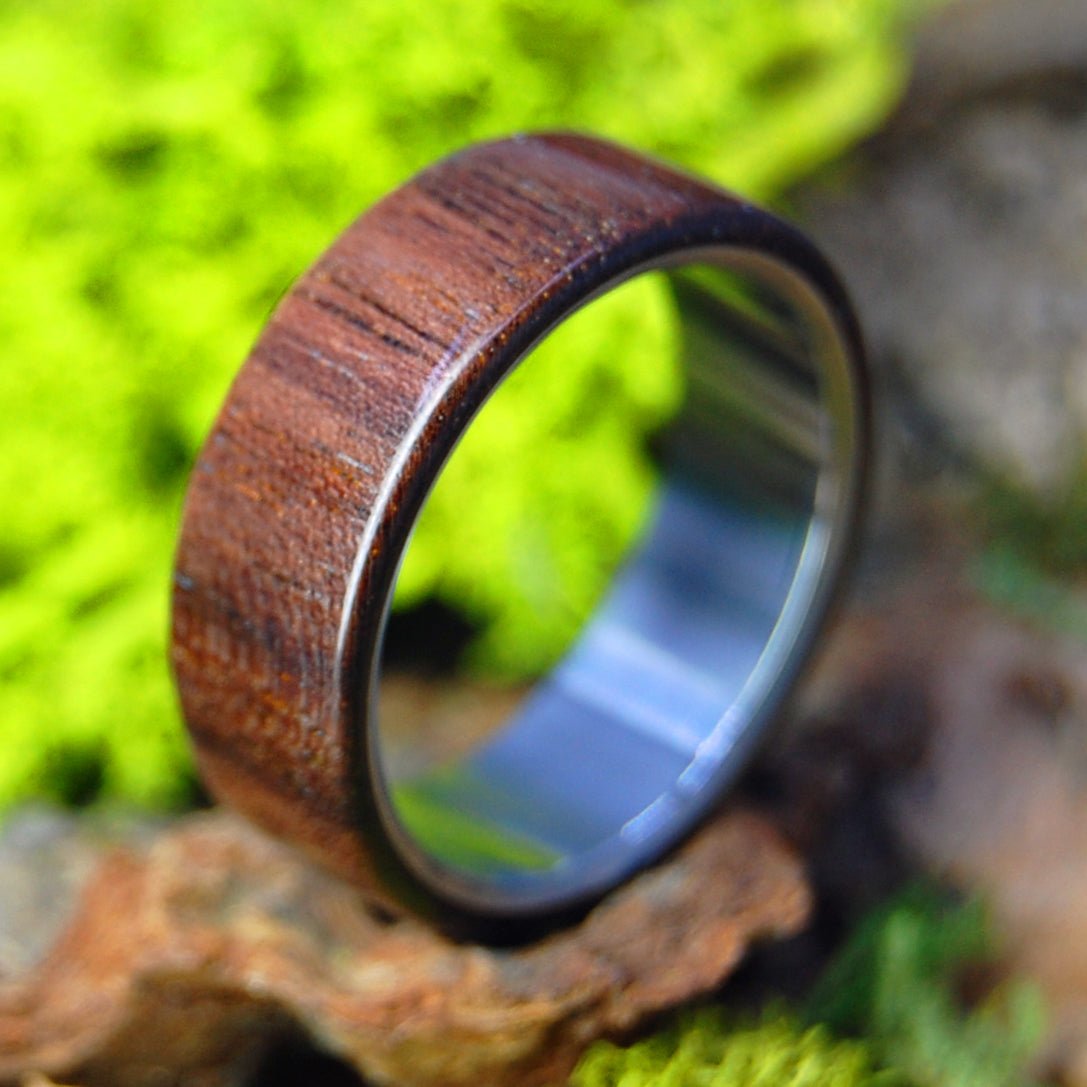 Walnut Wood Overlay | Men's Walnut Wood & Titanium Wedding Ring - Minter and Richter Designs