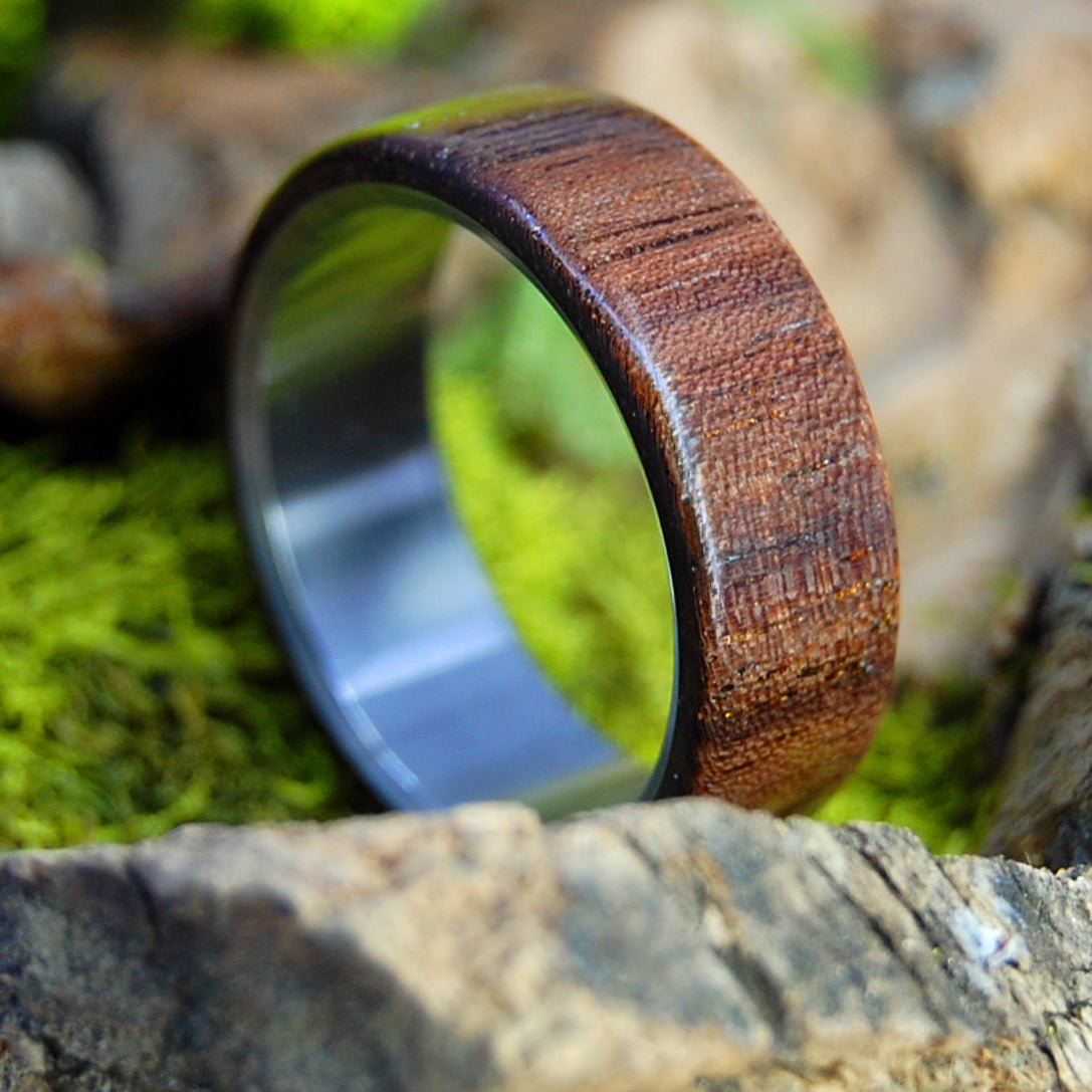 Walnut Wood Overlay | Men's Walnut Wood & Titanium Wedding Ring - Minter and Richter Designs