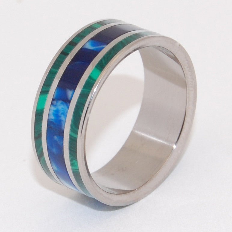 We Are Our World | Men's Jade Stone, Vintage Resin & Titanium Wedding Ring - Minter and Richter Designs