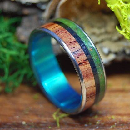 WEED IN THE BOG | Marijuana, Bog Oak and Cocobolo Wood Titanium Wedding Ring - Minter and Richter Designs