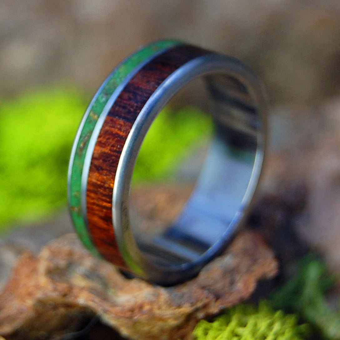 Weed in the Desert | Men's Marijuana, Desert Ironwood, & Joshua Tree Bark and Sand Wedding Ring - Minter and Richter Designs