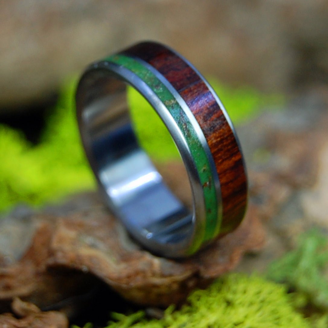 Weed in the Desert | Men's Marijuana, Desert Ironwood, & Joshua Tree Bark and Sand Wedding Ring - Minter and Richter Designs