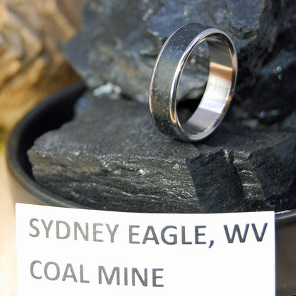 WEST VIRGINIA COAL | Men's Coal Titanium Wedding Ring - Minter and Richter Designs