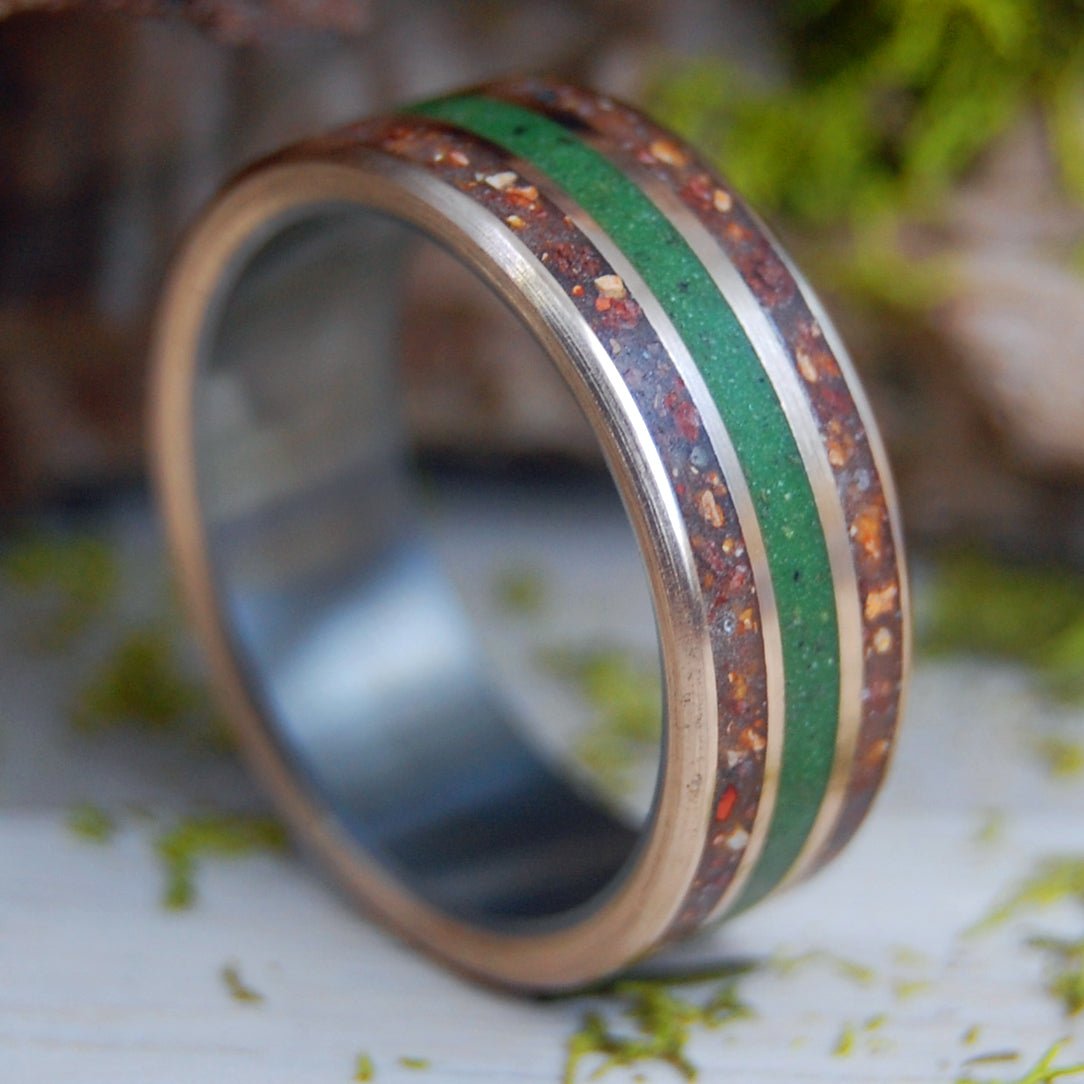 What A Long Strange Trip It's Been | Men's Marijuana, New York Yankees Dirt, T - Rex Teeth & Titanium Wedding Ring - Minter and Richter Designs