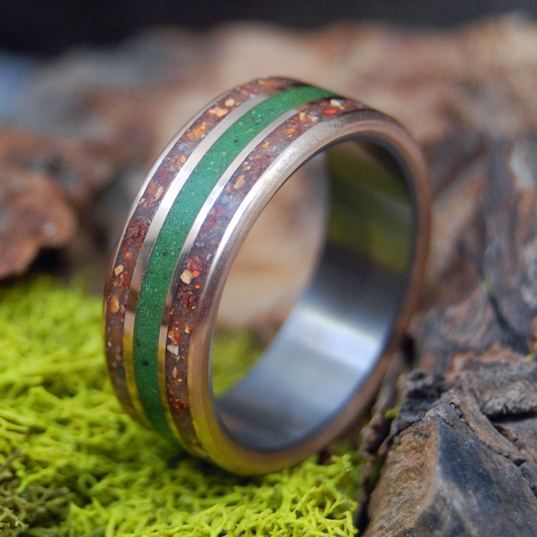 What A Long Strange Trip It's Been | Men's Marijuana, New York Yankees Dirt, T - Rex Teeth & Titanium Wedding Ring - Minter and Richter Designs