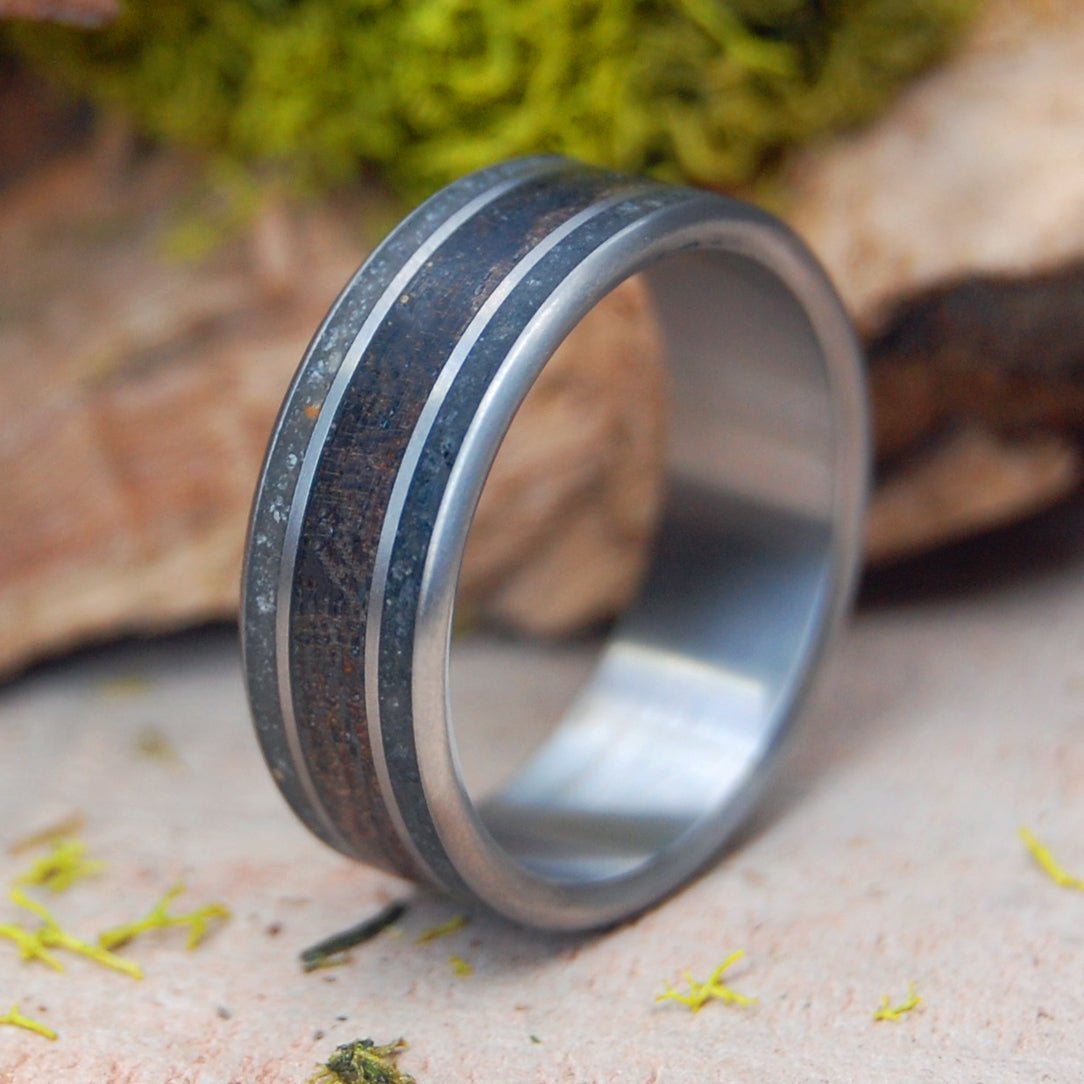 Whiskey After Victory | Men's Iwo Jima & Parris Island Beach Sand, Titanium Wedding Ring - Minter and Richter Designs