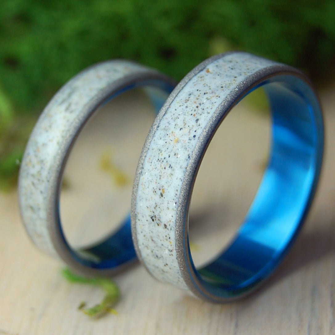 White Clouds in Costa Rica Set | Beach Sand Rings - Wedding Rings - Unique Wedding Rings - Minter and Richter Designs