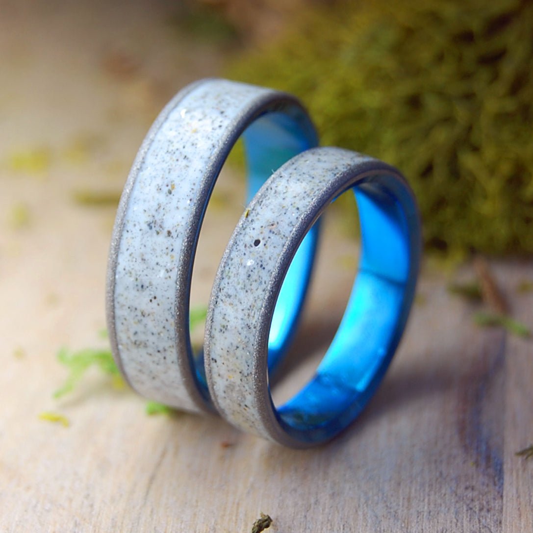 White Clouds in Costa Rica Set | Beach Sand Rings - Wedding Rings - Unique Wedding Rings - Minter and Richter Designs