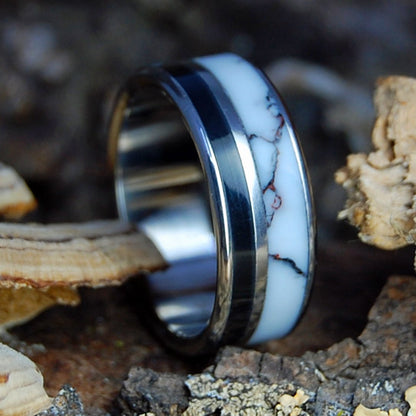 WILD ONYX | Men's Wild Horse Jasper & Onyx Stone - Titanium Wedding Ring - Minter and Richter Designs