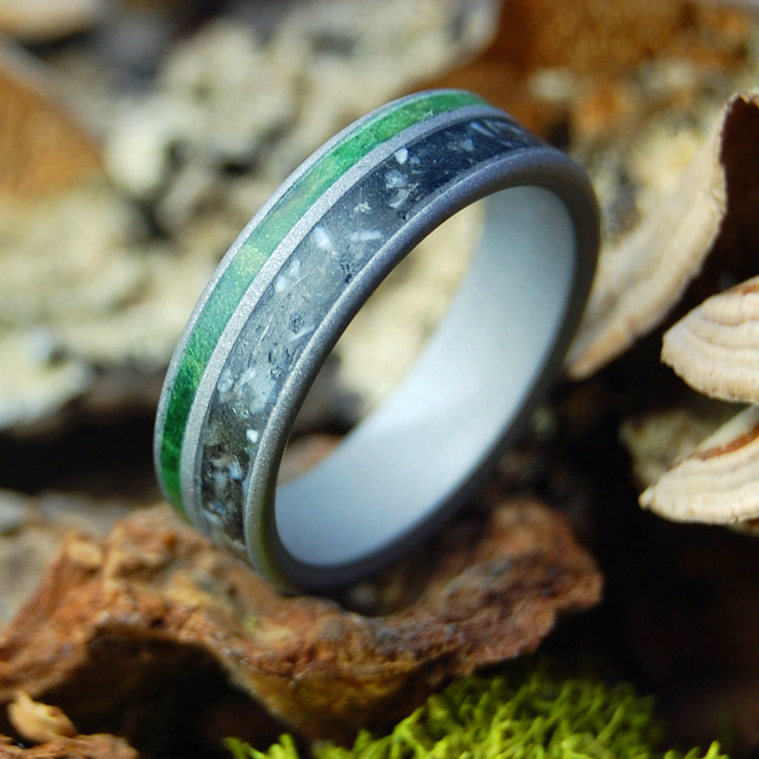 CREATURES OF THE WOODS I Elk Ivory, Wolf Teeth, Bear Claw, Lava and Wood Wedding Rings