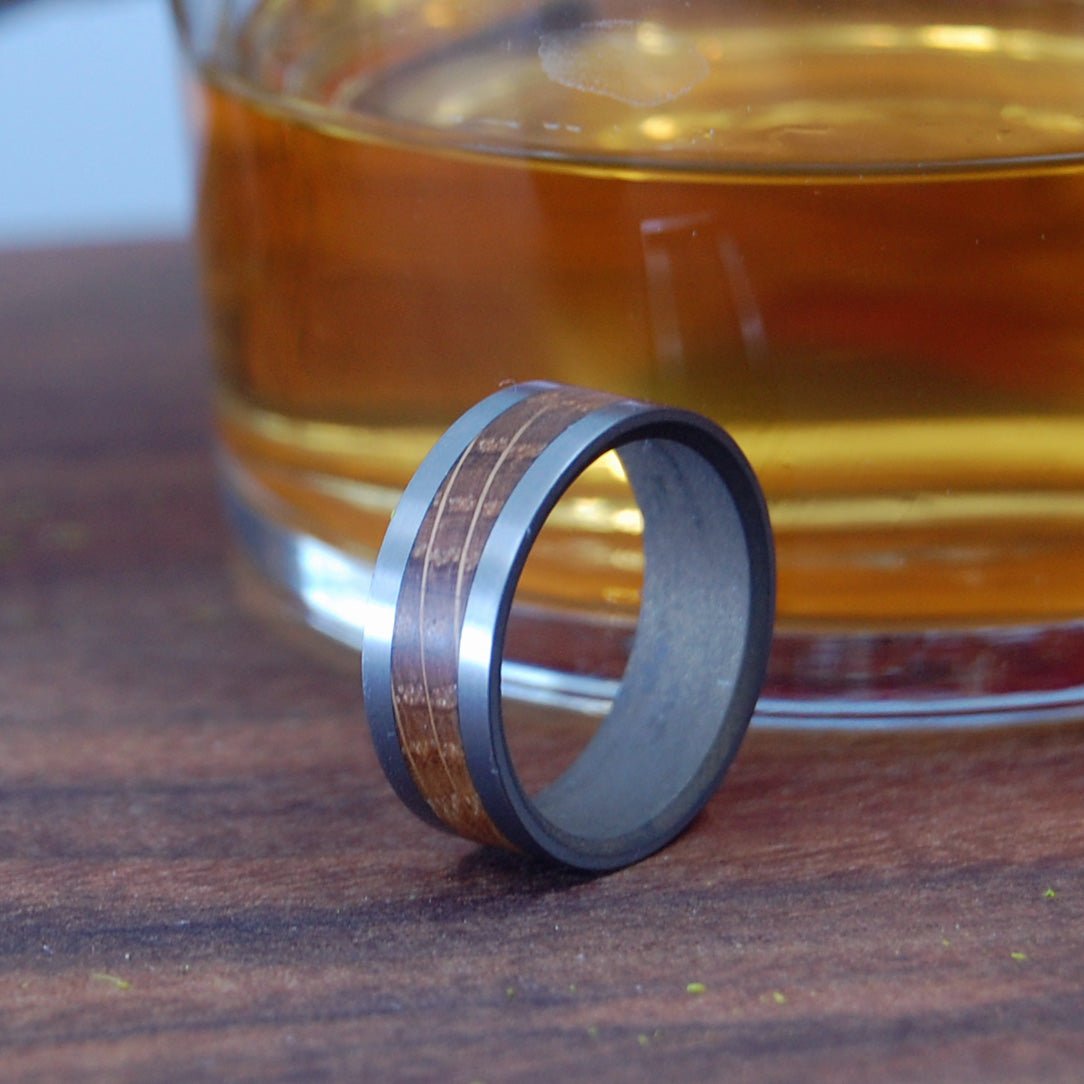 Ye Olde Bully Boy | Men's Whiskey Barrel Wood & Titanium Wedding Ring - Minter and Richter Designs