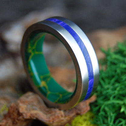 YOU ARE MY CALM | Men's Jade, Charoite Stone & Titanium Wedding Ring - Minter and Richter Designs
