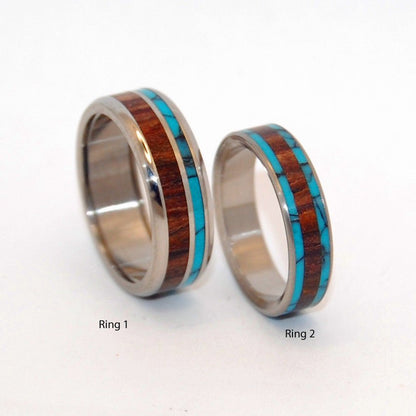 You Can See Me (Pop A Top) And Dock | Stone And Wood Titanium Wedding Ring Set - Minter and Richter Designs