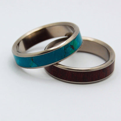 Your Brave Heart / My Golden Promise | Stone And Wood Custom Wedding Band Set - Minter and Richter Designs