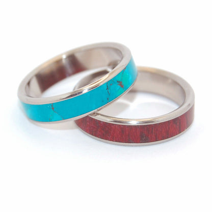 Your Brave Heart / My Golden Promise | Stone And Wood Custom Wedding Band Set - Minter and Richter Designs