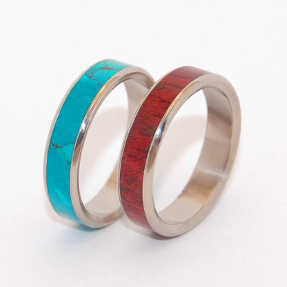 Your Brave Heart / My Golden Promise | Stone And Wood Custom Wedding Band Set - Minter and Richter Designs