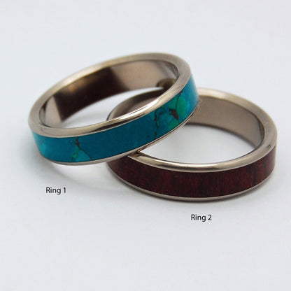 Your Brave Heart / My Golden Promise | Stone And Wood Custom Wedding Band Set - Minter and Richter Designs