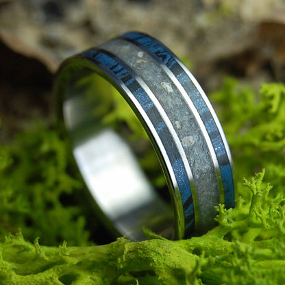 YUCATAN & BOYS BEACH | Men's Beach Sand, Mokume Gane & Titanium Wedding Ring - Minter and Richter Designs