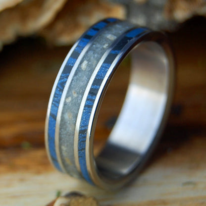 YUCATAN & BOYS BEACH | Men's Beach Sand, Mokume Gane & Titanium Wedding Ring - Minter and Richter Designs