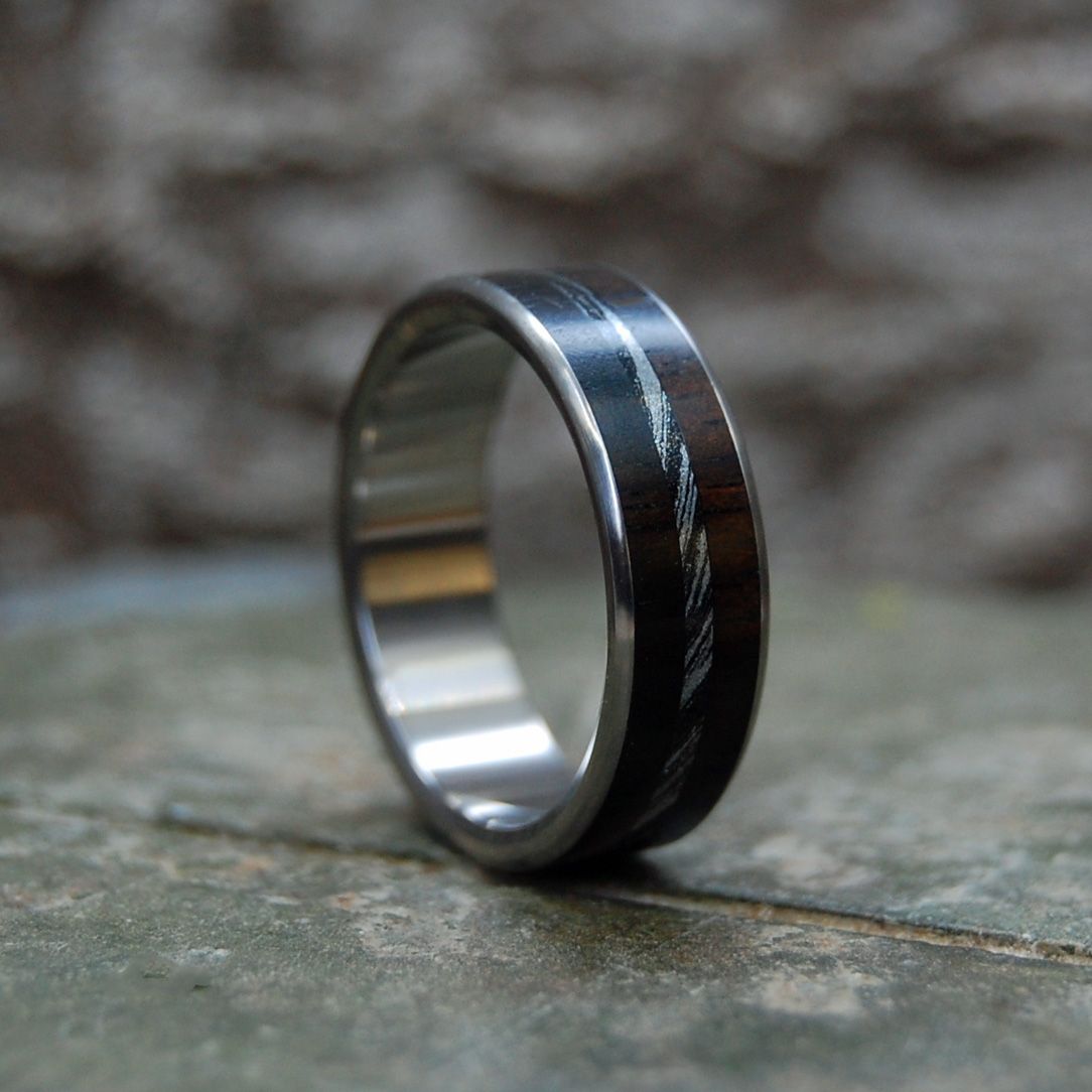 Zodiac | Men's Ebony Wood, Mokume Gane & Titanium Wedding Ring - Minter and Richter Designs