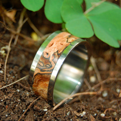 Zone Lines | Men's Spalted Maple & Titanium Wedding Ring - Minter and Richter Designs