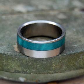 FLORA | Green Marbled Resin Titanium Wedding Ring - Minter and Richter Designs