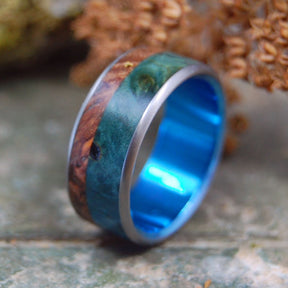 WALDEN | Redwood & Blue Box Elder Titanium Wedding Ring - Minter and Richter Designs