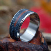 IN THE SHADOWS | Icelandic Beach Sand & Black Jasper Stone Titanium Wedding Ring - Minter and Richter Designs